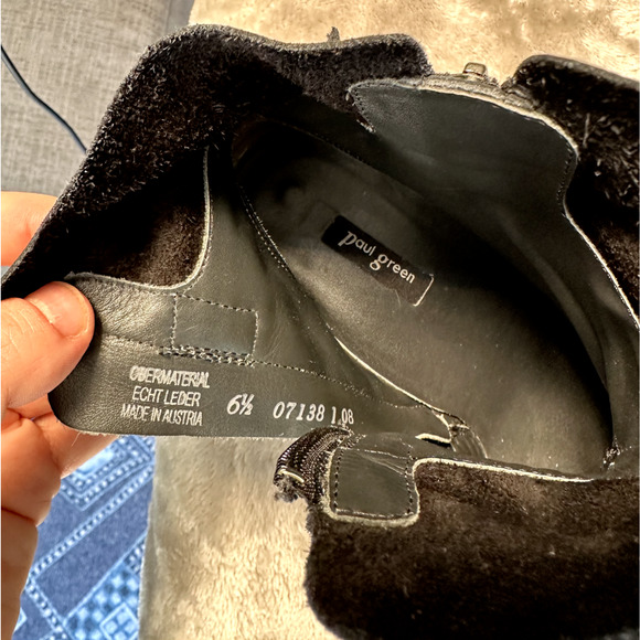 Paul Green Black Leather Nubuck Sheridan Ankle Moto Zip Boots Womens US Size 9 - Picture 6 of 9